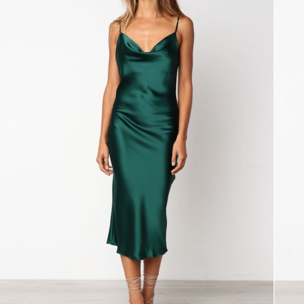 NWT - Satin crow neck dress
